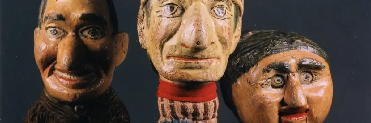 Drei Handpuppen aus dem Kaspertheater